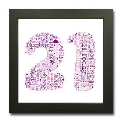 Square Framed 21 Personalised WordArt Picture